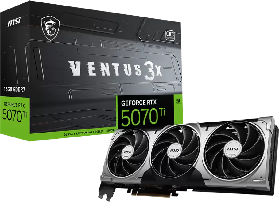 Видеокарта MSI GeForce RTX 5070 Ti 16G Ventus 3X OC фото-5 Видеокарта MSI GeForce RTX 5070 Ti 16G Ventus 3X OC фото-5